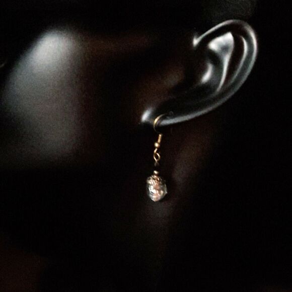 Artisan earrings  508# NEW boho Victorian earrings foil glass dangle bronze drop - Picture 5 of 6